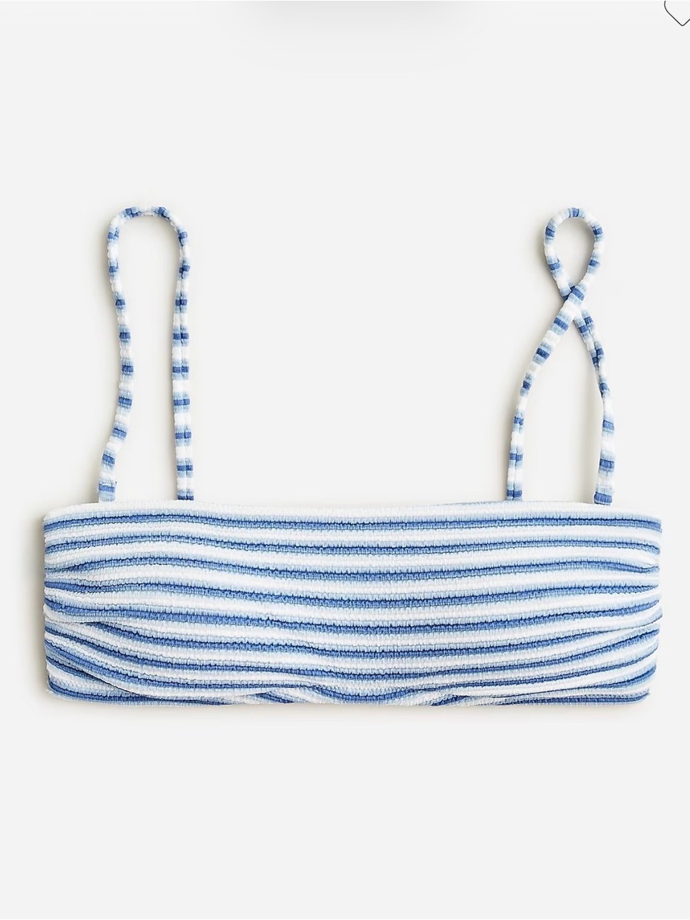 J. Crew Light Blue and White Striped Ribbed Bikini Top
